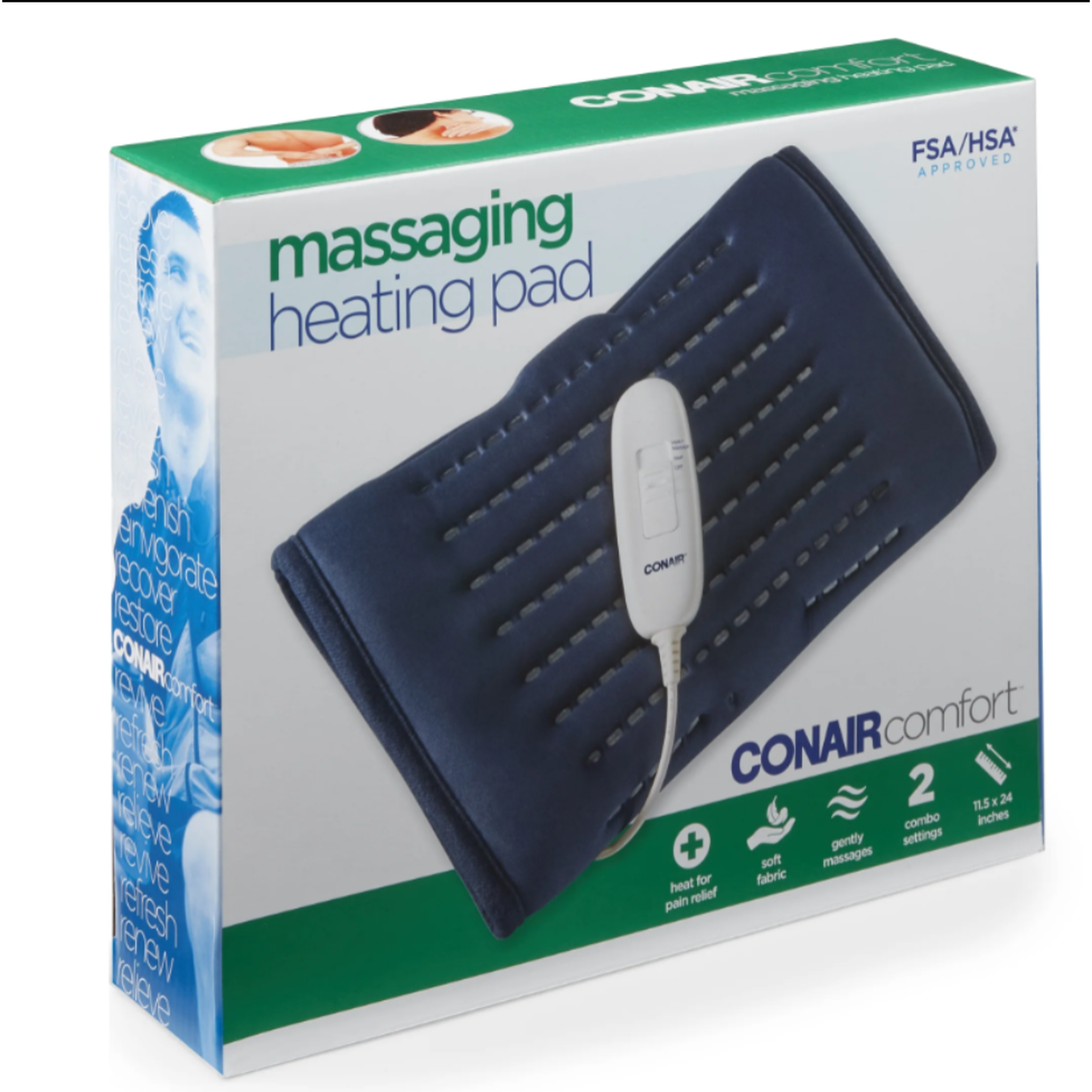 Wholesale-Conair HP08FW Massaging Heating Pad-Electro Vision Inc