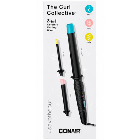 Wholesale-Conair NPTCCC01 The Curl Collective 3-in-1 Ceramic Curling Wand w/ 3 Interchangeable Barrels-Curling Iron-Electro Vision Inc