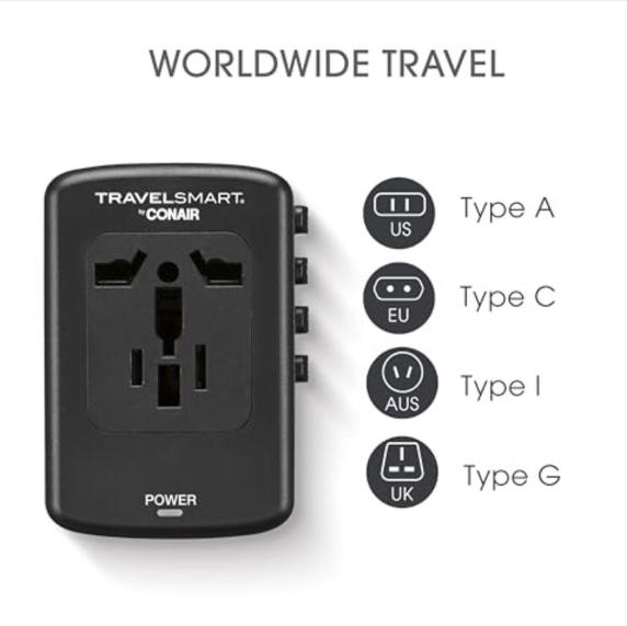 Conair TS450T Fast Charge Worldwide Adapter – Electro Vision Inc