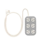 Wholesale-Coordinate 78844 Surge Protector 6 Outlet, 490J, Braided Cord, 4ft - Cream and Gray-Surge Protector-Electro Vision Inc