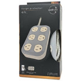 Wholesale-Coordinate 78844 Surge Protector 6 Outlet, 490J, Braided Cord, 4ft - Cream and Gray-Surge Protector-Electro Vision Inc