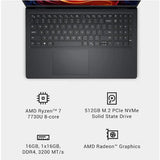 Wholesale-Dell LDC152557656BLKPUS Touchscreen Laptop, AMD Ryzen 7, 7730U, 16GB, 512GB, 15.6" - Carbon Black-Laptop-Electro Vision Inc