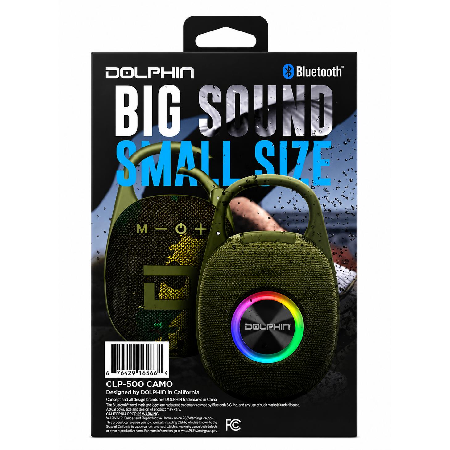 Wholesale-Dolphin CLP500 Clip On Bluetooth Speaker - Camo-Bluetooth Speaker-Electro Vision Inc