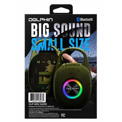 Wholesale-Dolphin CLP500 Clip On Bluetooth Speaker - Camo-Bluetooth Speaker-Electro Vision Inc