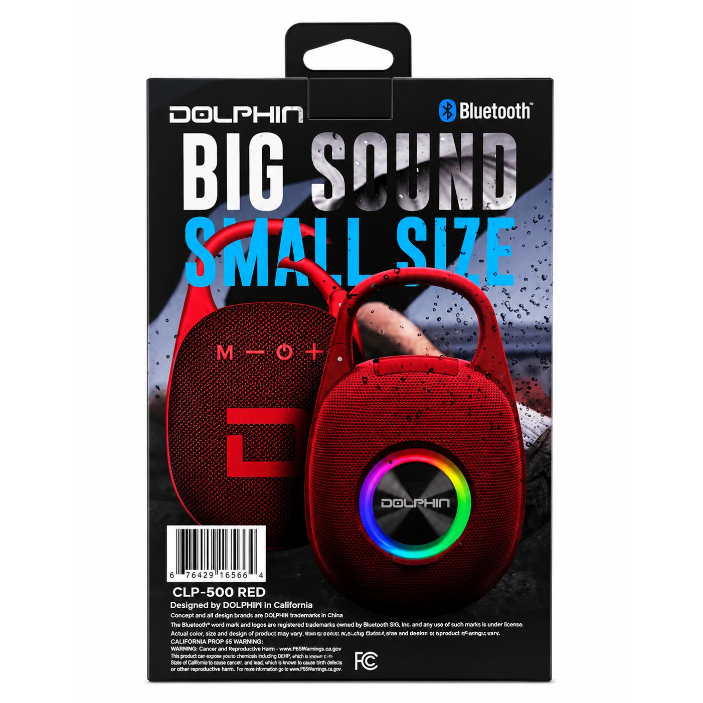 Wholesale-Dolphin CLP500 Clip On Bluetooth Speaker - Red-Bluetooth Speaker-Electro Vision Inc