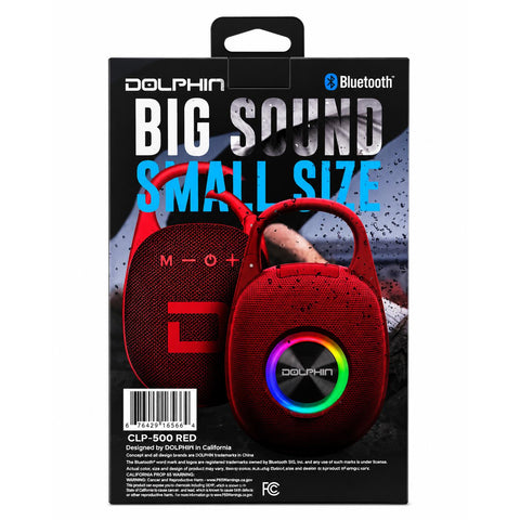 Wholesale-Dolphin CLP500 Clip On Bluetooth Speaker - Red-Bluetooth Speaker-Electro Vision Inc