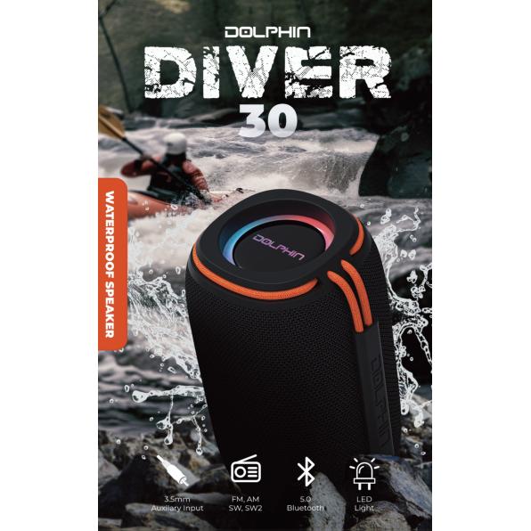 Wholesale-Dolphin DR30 Waterproof Portable Speaker – Bluetooth, Compact, LED Lights-Speaker-Electro Vision Inc