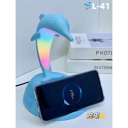 Wholesale-Dolphin L41 Speaker with Wireless Charging Bluetooth - Night Light-Electro Vision Inc
