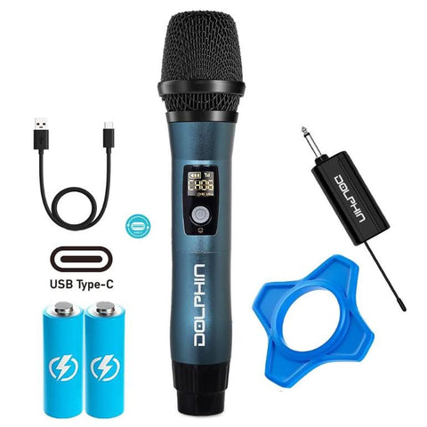 Wholesale-Dolphin MCX11 Professional Wireless USB-C Rechargeable Microphone - Blue-Wireless Microphone-Electro Vision Inc
