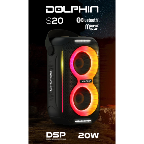 Wholesale-Dolphin S20-BK Portable IPX5 Bluetooth Speaker - Black IPX5 Waterproof, Compact Design-Speaker-Electro Vision Inc