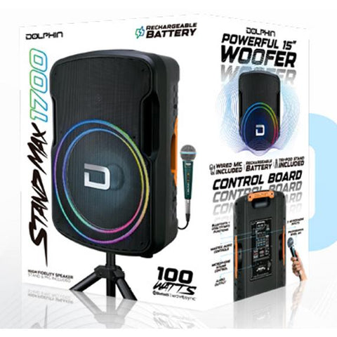 Wholesale-Dolphin SP-1700RBT Standmax 1700 High Fidelity Speaker Stand & Mic Included-Speakers-Electro Vision Inc