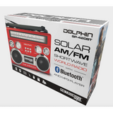 Wholesale-Dolphin SP420BTRD Retrobox Solar Rechargeable Speaker – Bluetooth, AM/FM (Red)-Bluetooth Speaker System-Electro Vision Inc