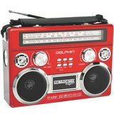 Wholesale-Dolphin SP420BTRD Retrobox Solar Rechargeable Speaker Red-Bluetooth Speaker System-Electro Vision Inc
