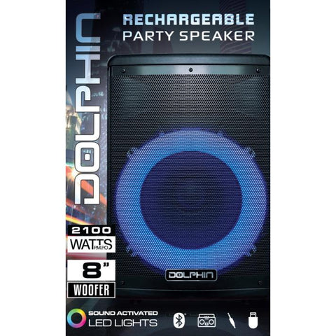 Wholesale-Dolphin SP807RBT Bluetooth Party Speaker 8"-Bluetooth Speaker-Electro Vision Inc