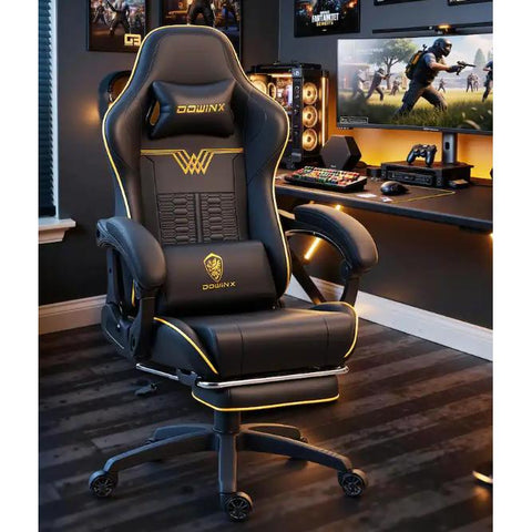 Wholesale-Dowinx LS-66D87B-02 Gaming Chair Big and Tall for E-Sport Gamers, Ergonomic Game Chair with Footrest & Headrest for Gaming Rooms-Gaming Chair-Electro Vision Inc