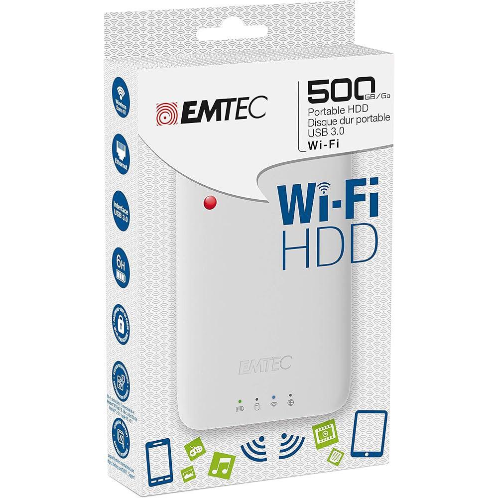 Wholesale-EMTEC ECHDD500P600 - WIFI HDD P600 500GB (WHITE)-Wifi HDD-Electro Vision Inc