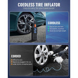 Wholesale-EVDANCE Tire Inflator Portable Air Compressor - Air Pump for Car Tires Max 150PSI with 7500mAh Rechargeable Battery-Air Pump-Electro Vision Inc