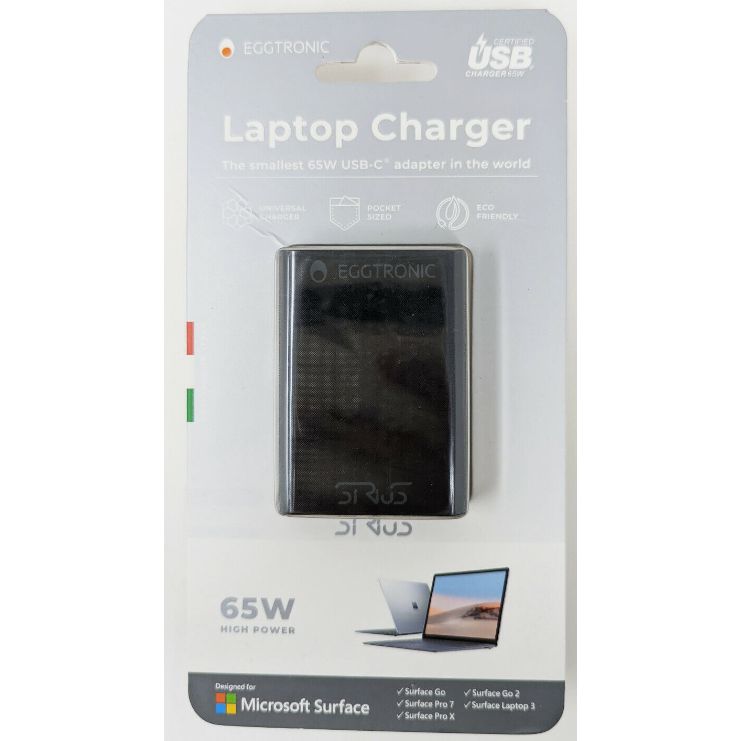 Wholesale-Eggtronic Sirius 65W Universal USB-C Laptop Charger with 6' USB-C to USB-C Cable-Laptop Charger-Electro Vision Inc