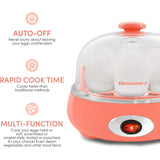 Wholesale-Elite Gourmet EGC007C Easy Electric 7 Egg Capacity Cooker, Coral-Egg Cooker-Electro Vision Inc