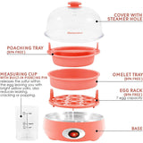 Wholesale-Elite Gourmet EGC007C Easy Electric 7 Egg Capacity Cooker, Coral-Egg Cooker-Electro Vision Inc