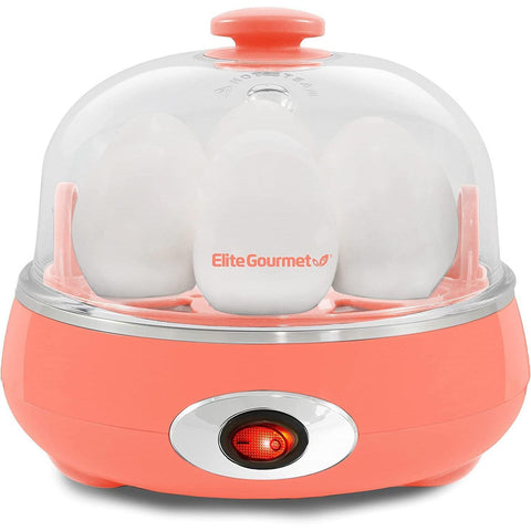Wholesale-Elite Gourmet EGC007C Easy Electric 7 Egg Capacity Cooker, Coral-Egg Cooker-Electro Vision Inc