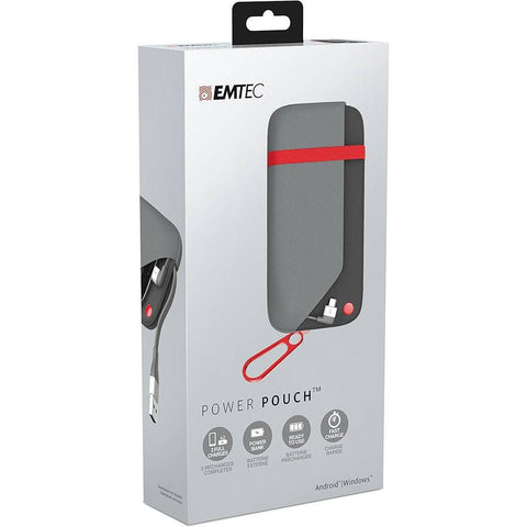 Wholesale-Emtec ECCHA60U500AN Power Pouch 5000mAh with Micro Cable Built-In-Power Bank-Electro Vision Inc