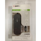 Wholesale-Emtec ECHUBT650C 6-in-1 Type-C Multimedia Hub-Electro Vision Inc