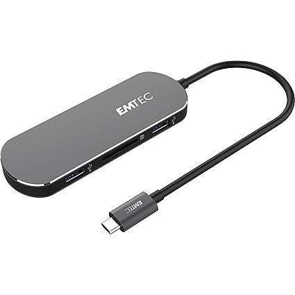 Wholesale-Emtec ECHUBT650C 6-in-1 Type-C Multimedia Hub-Electro Vision Inc