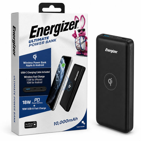 Wholesale-Energizer QE10011PQ-BK Power Bank Type C Support PD Input/Output 10k mAh-Power Bank-Electro Vision Inc