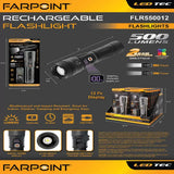 Farpoint FLR650012 500Lm/150Lm Dual Light, Digital Display Flashlight,6/Display