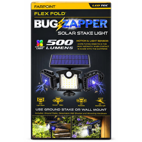 Wholesale-FarPoint WMSL15804 Solar Bug Zapper and Motion Light on Stake-Bug Zapper-Electro Vision Inc