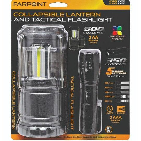 Wholesale-Farpoint FL2312306 Collapsible Lantern 600 Lumens & Flashlight 350 Lumens-Latterns-Electro Vision Inc