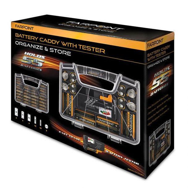 Wholesale-Farpoint FLBC55212 Battery Caddy Tester & Organizer-Batteries included Color Box-Battery Organizer-Electro Vision Inc