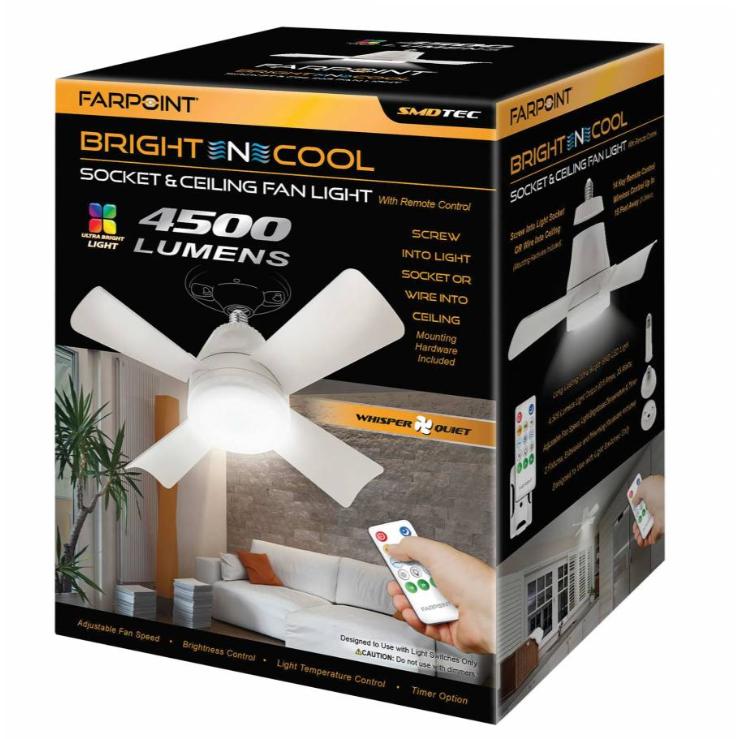 Wholesale-Farpoint FLFB45004 4500 Lumen Fan Light w/ Remote-Electro Vision Inc