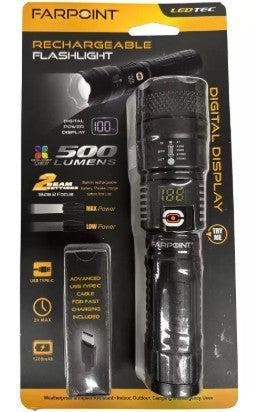 Wholesale-Farpoint FLR550012 Rechargeable Flashlight 500 Lumen-Flashlight-Electro Vision Inc