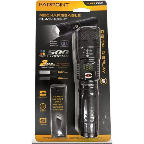 Wholesale-Farpoint FLR550012 Rechargeable Flashlight 500 Lumen-Flashlight-Electro Vision Inc
