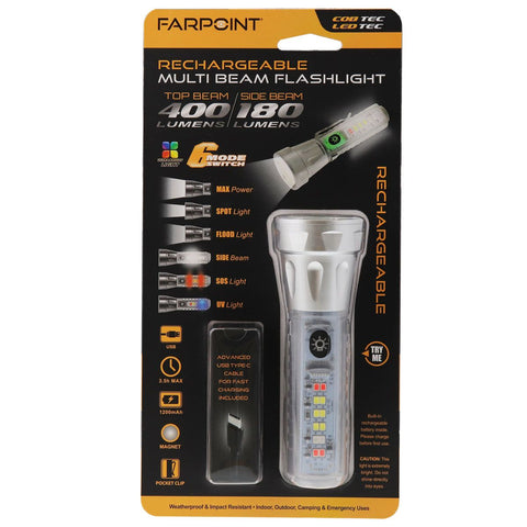 Wholesale-Farpoint FLR560012 Rechargeable Multi Beam Flashlight-Flashlight-Electro Vision Inc
