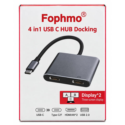 Wholesale-Fophmo 4-in-1 USB-C to Dual HDMI Hub-Docking Hub-Electro Vision Inc