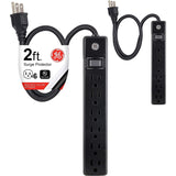 Wholesale-GE 44180 6 Outlet Power Strip 2' Black - 2 Pack-Power Outlets & Sockets-Electro Vision Inc