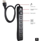 Wholesale-GE 44180 6 Outlet Power Strip 2' Black - 2 Pack-Power Outlets & Sockets-Electro Vision Inc