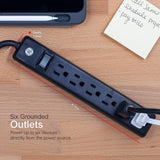 Wholesale-GE 44180 6 Outlet Power Strip 2' Black - 2 Pack-Power Outlets & Sockets-Electro Vision Inc