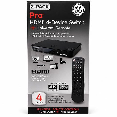 Wholesale-GE 46410 HDMI 4-Port Switch with 4-Device Universal Remote Control-HDMI-Electro Vision Inc