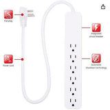 Wholesale-GE 46867 Surge Protector W/ 6 Outlets 620J 2ft Cord 2pk - White-Surge Protector-Electro Vision Inc