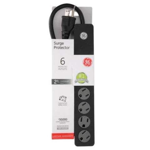 Wholesale-GE 47223 Surge Protector 6-Outlet Extension Cord 2 ft-Surge Protector-Electro Vision Inc