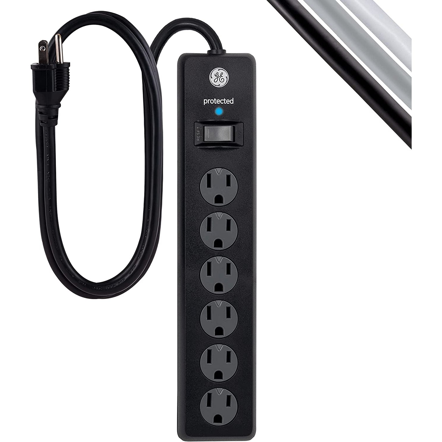 Wholesale-GE 47224 Surge Protector 6-Outlet Extension Cord 3 ft-Surge Protector-Electro Vision Inc