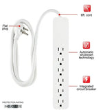 Wholesale-GE 6-Outlet Surge Protector 840J, 6 Ft Cord White-Extension Cord-GE-62693-Electro Vision Inc