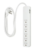 Wholesale-GE 6-Outlet Surge Protector 840J, 6 Ft Cord White-Extension Cord-GE-62693-Electro Vision Inc