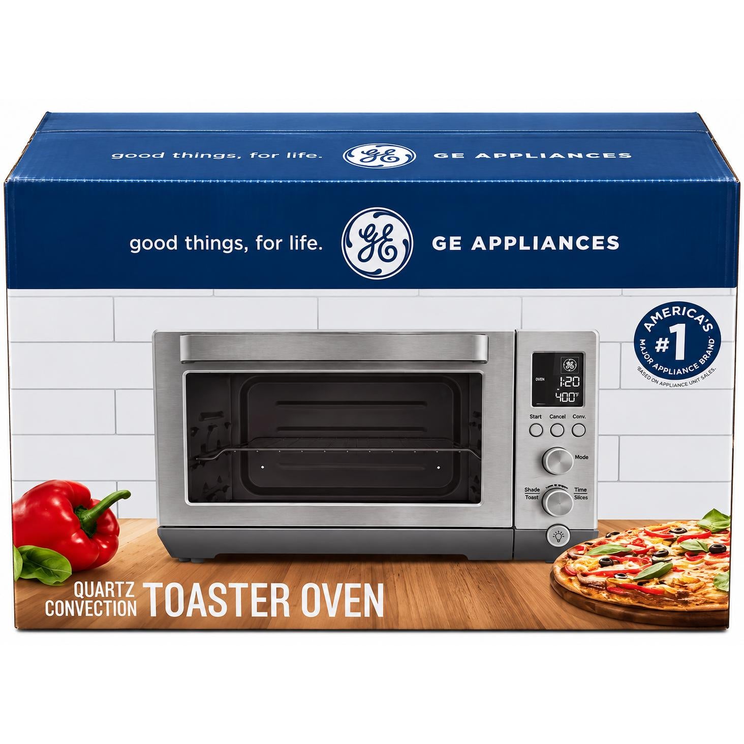 Wholesale-GE G90CAASSPSS Calrod 6-Slice Toaster Oven with Convection Bake - Stainless Steel-Toaster Oven-Electro Vision Inc