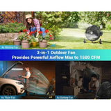 Wholesale-Geek Aire 16" Rechargeable outdoor high velocity fan with detachable battery pack and Misting-Portable Foldable Fan-Electro Vision Inc