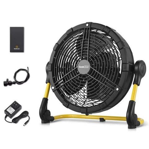 Wholesale-Geek Aire 16" Rechargeable outdoor high velocity fan with detachable battery pack and Misting-Portable Foldable Fan-Electro Vision Inc